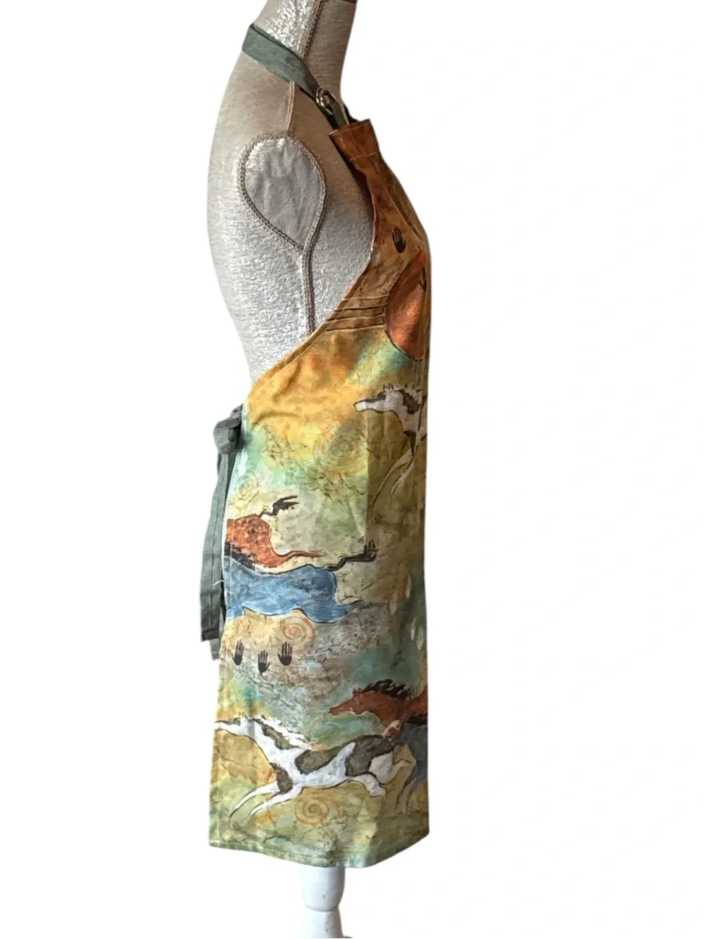 Kay Dee Designs Running Horses Bib Apron Green Multi Size OS NWOT